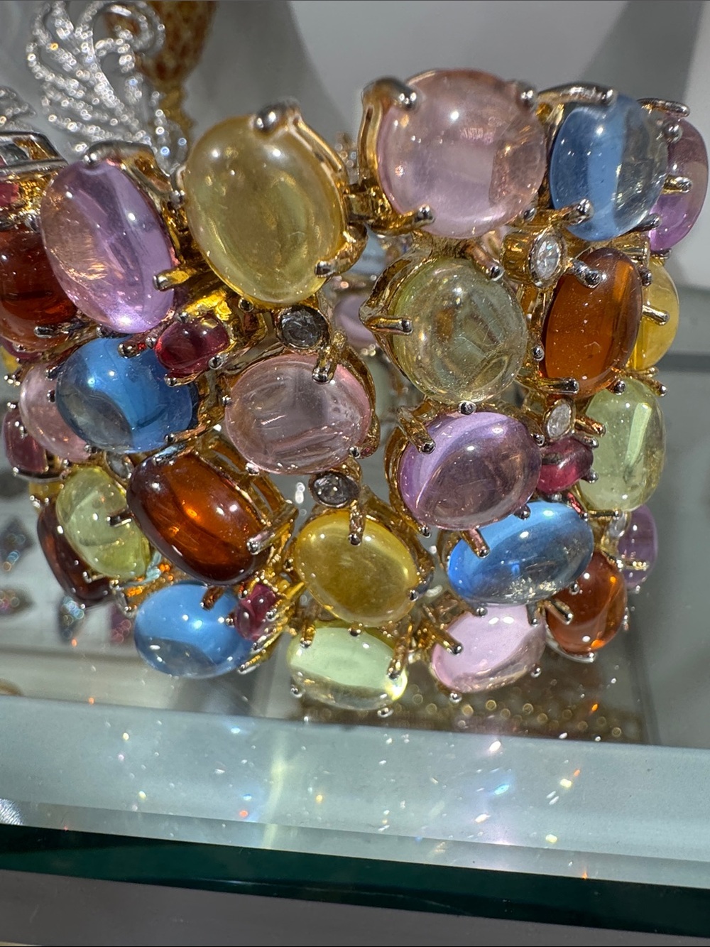 Multi-Color Cabochon Statement Bracelet